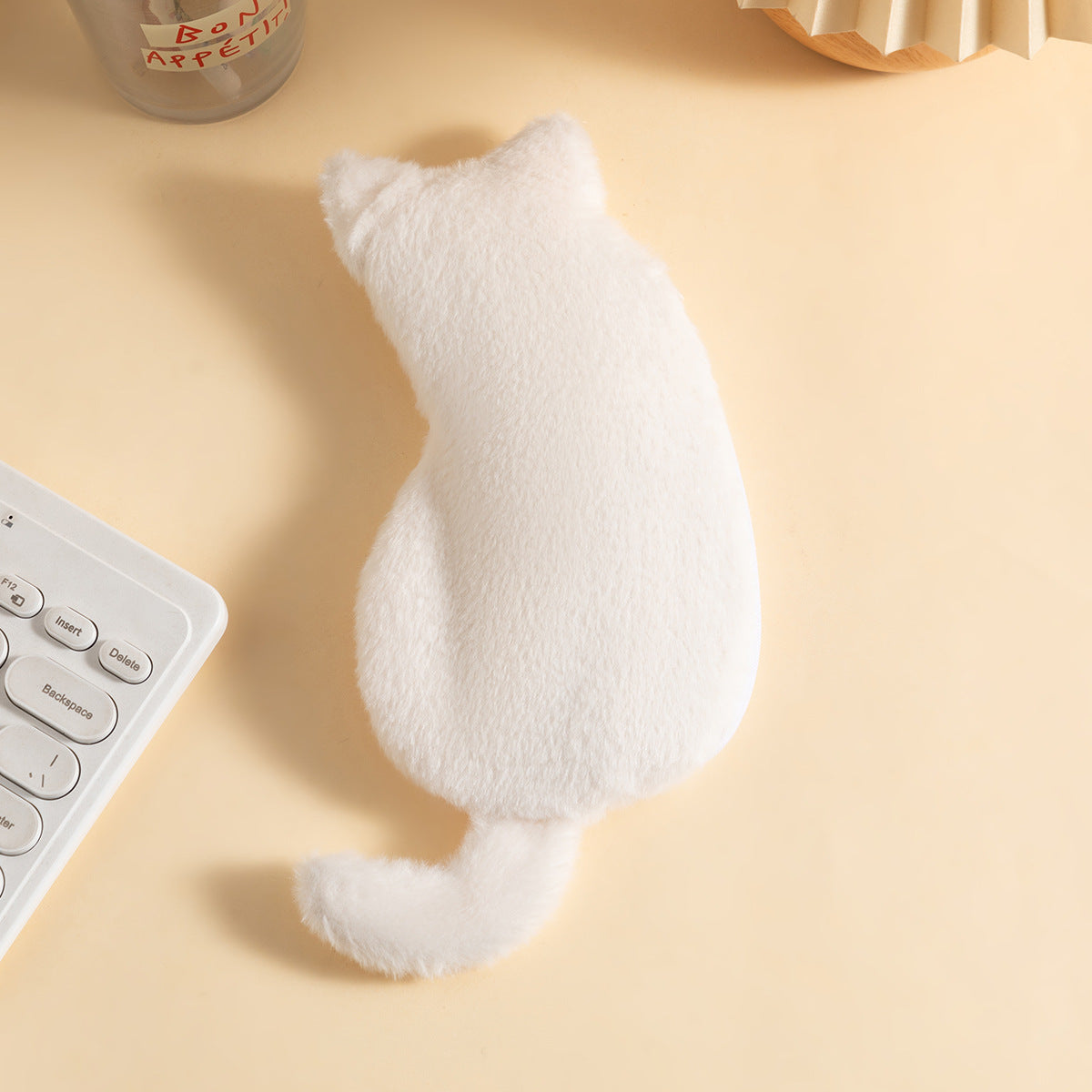 White 3-Pack Adorable Plush Cat Pencil Case Set - Large Capacity Kawaii Kitty Shape Stationery Pouch for School, Office and Students