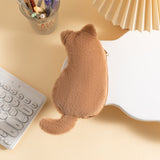 Khaki 3-Pack Adorable Plush Cat Pencil Case Set - Large Capacity Kawaii Kitty Shape Stationery Pouch for School, Office and Students