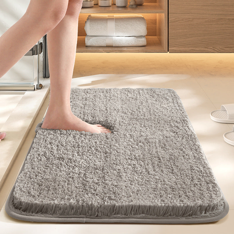 Light Grey 40*60cm Luxury 3.5cm Shag Bath Mat | Silver Ion Antibacterial Technology | Quick Dry Non-Slip TPR Bathroom Rug