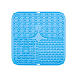 2PCS Blue 20 x 20 cm Silicone Pet Lick Mat | Multi-Zone Slow Feeder Pad with Suction Cups | Anxiety Relief Dog & Cat Bowl