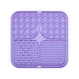 2PCS Purple 20 x 20 cm Silicone Pet Lick Mat | Multi-Zone Slow Feeder Pad with Suction Cups | Anxiety Relief Dog & Cat Bowl
