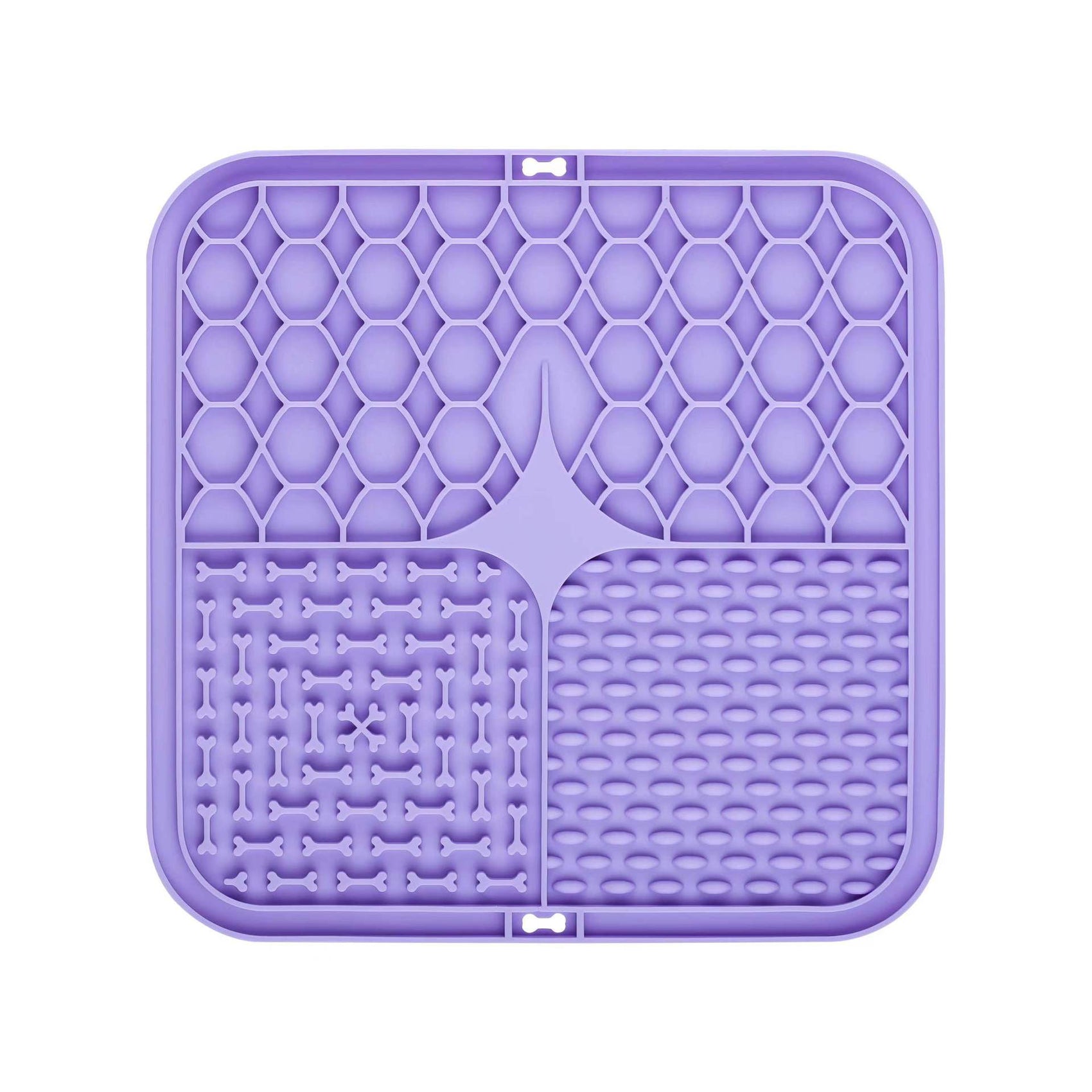 2PCS Purple 20 x 20 cm Silicone Pet Lick Mat | Multi-Zone Slow Feeder Pad with Suction Cups | Anxiety Relief Dog & Cat Bowl