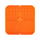 2PCS Orange 20 x 20 cm Silicone Pet Lick Mat | Multi-Zone Slow Feeder Pad with Suction Cups | Anxiety Relief Dog & Cat Bowl