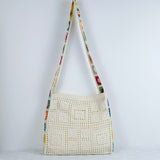 Beige Chic Bohemian Hollow Knit Tote Bag | Large Capacity Crossbody Shoulder Bag | Versatile Casual Holiday Style