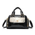 Black Luxurious Patterned Handbag | Structured Top Handle Shoulder Bag | Fashion Trend High-Gloss Tote