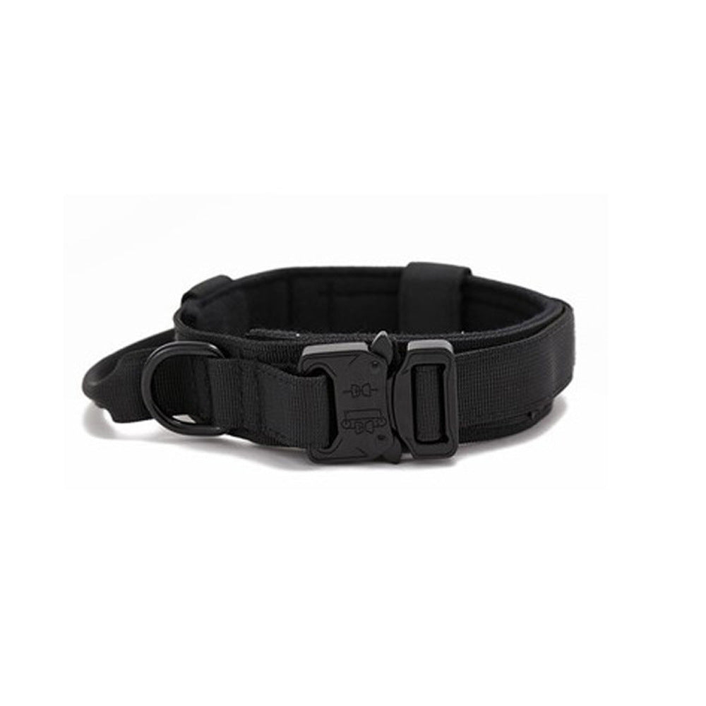 L Black Heavy Duty Tactical Dog Collar | Military Grade Nylon with Zinc Alloy Quick-Release Buckle | Padded Training Collar for Medium to Large Breeds