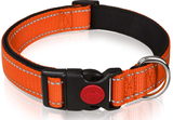Orange 5pcs Tactical Reflective Dog Collar with Quick-Release Safety Lock | Neoprene Padded Nylon | GPS Tracker Pouch Compatible