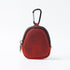 Wine Red Genuine Crazy Horse Leather Mini Coin Purse Zipper Shell Pouch Small Earphone Case Key Holder with Carabiner Clip 8.5cm for Travel
