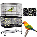 XL Black Flower【Height 37, Circumference 220】 Large Bird Cage Seed Catcher Net Cover - Adjustable Mesh Guard Splash-Proof Dust Cover for Indoor Outdoor Cages