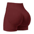 XXL Wine Red High-Elastic Hip Yoga Shorts - Seamless Mid-Intensity Pilates Workout Shorts