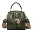 Green Vintage Look PU Leather Box Bag | Stylish Top Handle Crossbody Tote | Multi-Carry Bucket Bag with Wide Strap