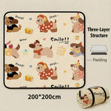 Smile Dog Extra Large 200x200cm Waterproof Picnic Mat - Portable Thickened Oxford Cloth Outdoor Camping Blanket for Beach, Parks and Family Outings