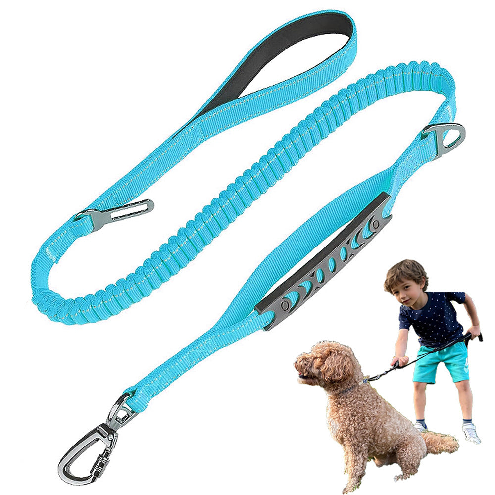 Blue Heavy Duty Elastic Bungee Dog Leash | Anti-Pull Safety Shock Absorber | Multi-Functional Training Lead for Medium to Large Dogs