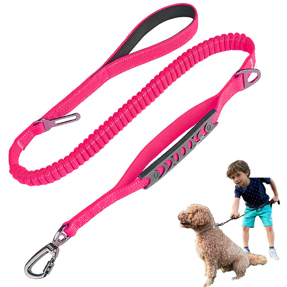 Rose Red Heavy Duty Elastic Bungee Dog Leash | Anti-Pull Safety Shock Absorber | Multi-Functional Training Lead for Medium to Large Dogs