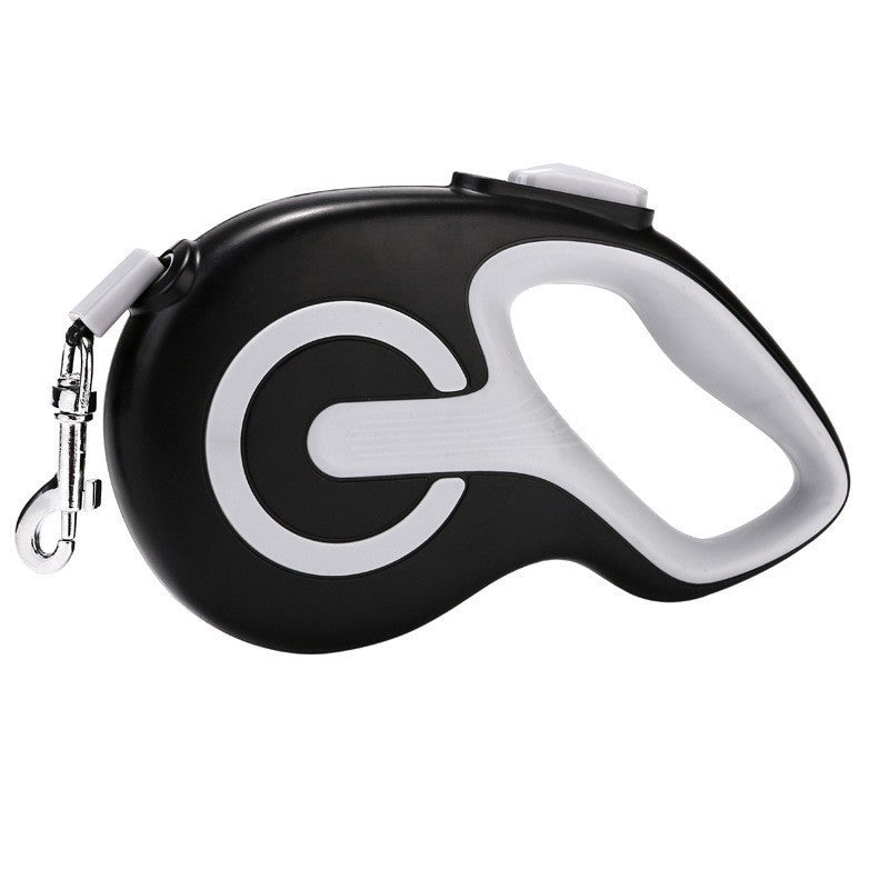 Black 5 Meter Retractable Dog Leash | Ergonomic Anti-Slip Grip | Heavy Duty Nylon Rope for Small to Medium Dogs