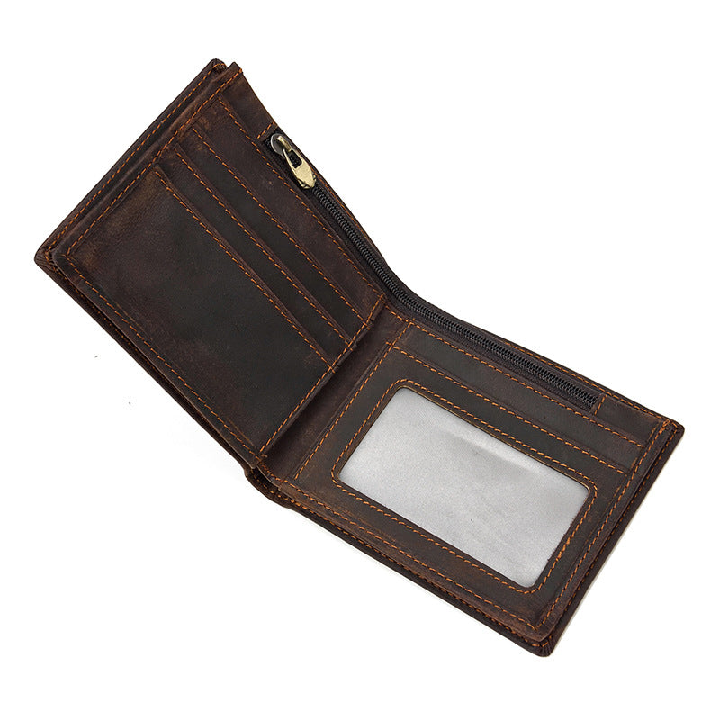 Dark Brown Vrtical Stroke Men's Vintage Wallet Multi-Card Slots Large Capacity Coin Purse Casual Clutch Bag for Everyday Use