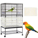 L White【Height 30, Circumference 220】 Large Bird Cage Seed Catcher Net Cover - Adjustable Mesh Guard Splash-Proof Dust Cover for Indoor Outdoor Cages