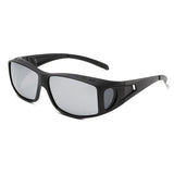 Black 2PCS Men's Polarized Fitover Sunglasses | Wrap-Around Driving Glasses | Wear Over Prescription Eyewear | Dust and Wind Protection