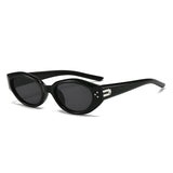 Black Retro Oval Sunglasses for Women | Face-Slimming High-End Design | Ultra-Light UV Protection 3-Piece Set