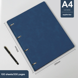 Blue 2-Piece Set Premium A4 Loose-Leaf Notebooks | Professional PU Leather Refillable Binders | 200 Pages High-End Business Journals