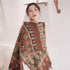 Red-beige Extra Large Ethnic Print Faux Lambswool Shawl - Cozy Winter Wrap Scarf (70x211cm)