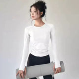 M White Premium Women's Naked-Feel Seamless Long Sleeve Fitness Top | Quick-Dry Yoga & Running Shirt | Slim Fit Athletic Wear