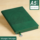 Green 2-Piece Set Premium A5 Business Notebooks | 240 Pages Soft Faux Leather Diary | Professional Color-Edged Journal