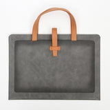 Grey Professional Large Capacity PU Leather Briefcase | Waterproof Business Document Bag | A4 File Portfolio Tote