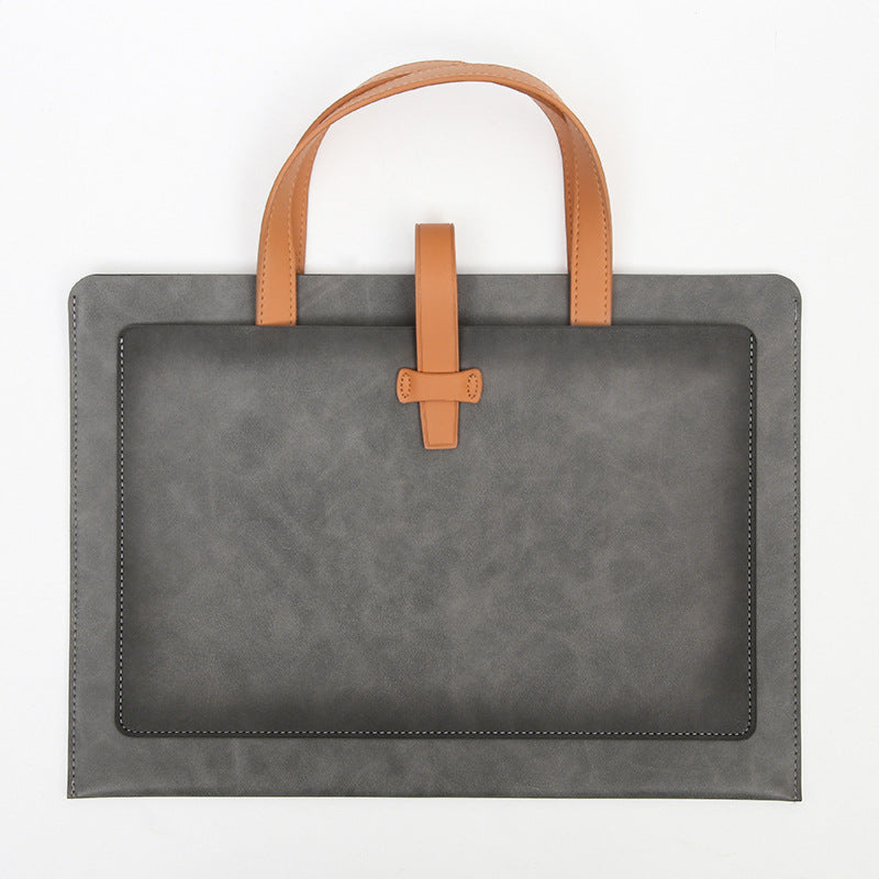 Grey Professional Large Capacity PU Leather Briefcase | Waterproof Business Document Bag | A4 File Portfolio Tote
