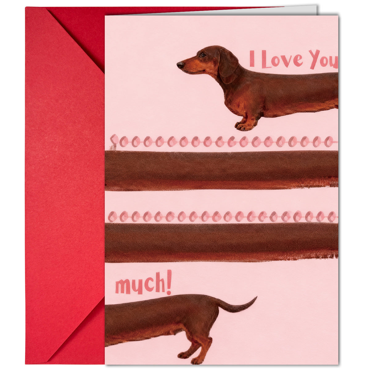 10-Pack Adorable Dachshund Valentine's Day Greeting Cards with Red Envelopes | Funny Long Dog I Love You Anniversary Cards
