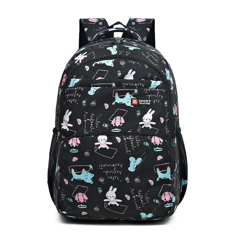 Black Premium Large Capacity Cute Cartoon Student Backpack | Multi-Layered Casual School Bag | Ergonomic Travel Daypack for Kids 46cm