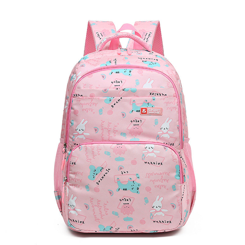 Pink Premium Large Capacity Cute Cartoon Student Backpack | Multi-Layered Casual School Bag | Ergonomic Travel Daypack for Kids 46cm