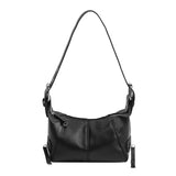 Black PU Leather Zippered Shoulder Bag – Retro European Style Crossbody and Handheld Bag