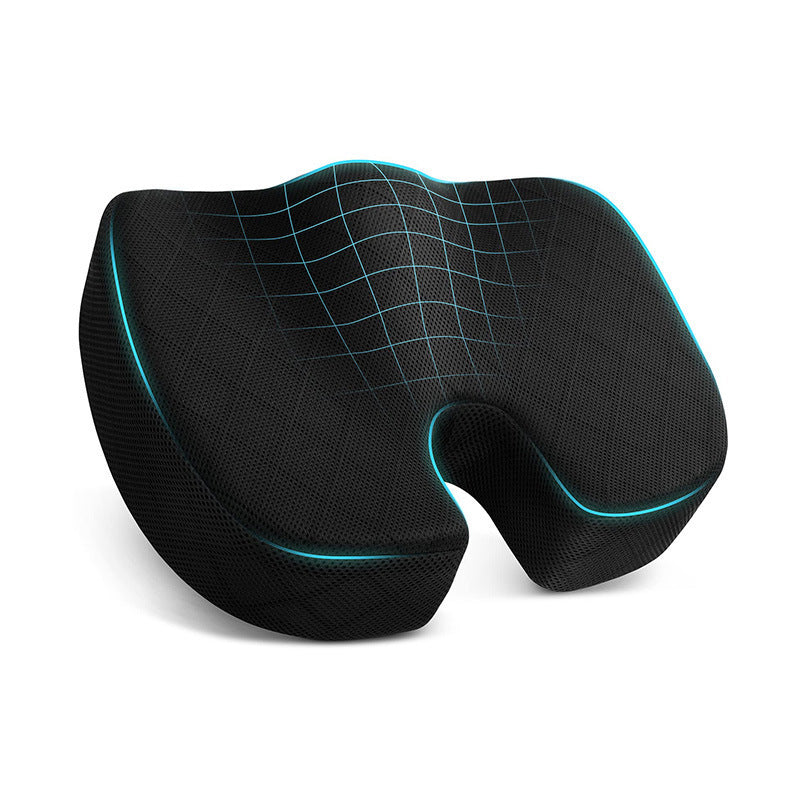 Black Memory Foam Seat Cushion – Ergonomic Support for Office, Car, Wheelchair, and Home Use