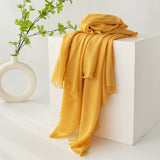 Yellow Cotton and linen scarves - Elegant, solid-color, lightweight shawls, soft and comfortable, suitable for pairing with various outfits.