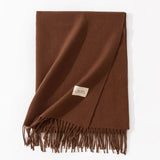 Coffee Autumn & Winter Korean-Style Women's Cashmere-Like Scarf – Solid Color, Warm, Versatile Wrap