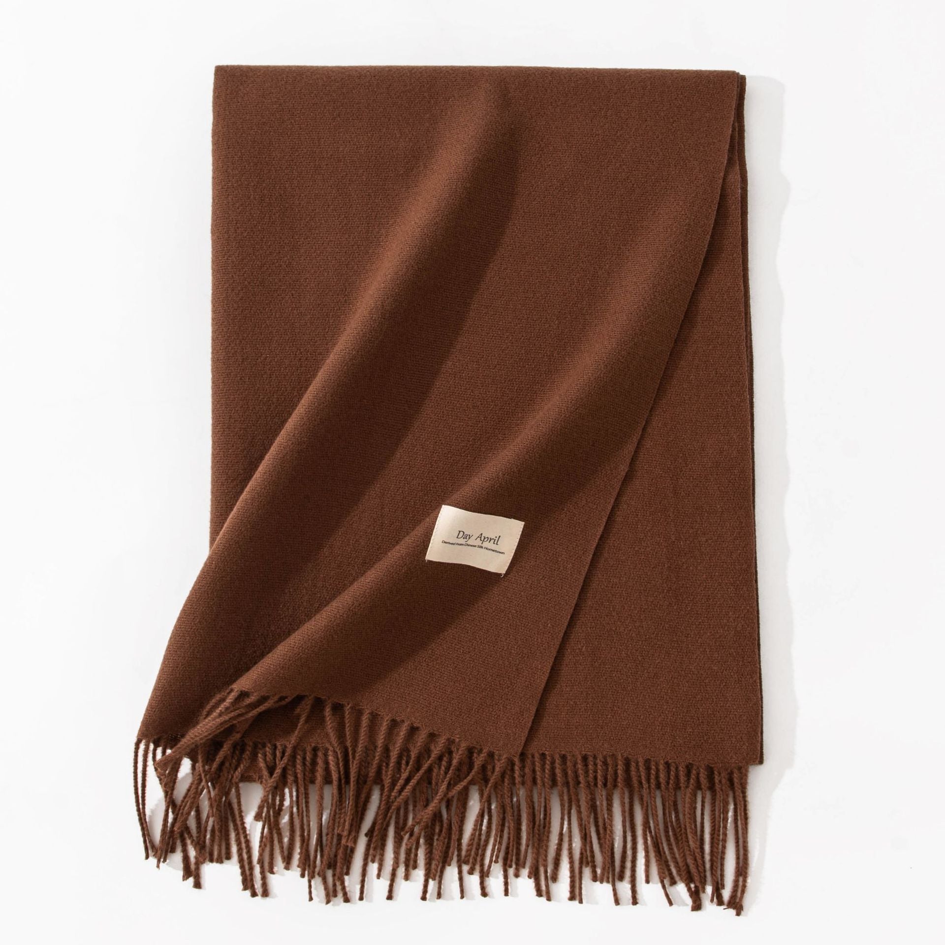 Coffee Autumn & Winter Korean-Style Women's Cashmere-Like Scarf – Solid Color, Warm, Versatile Wrap