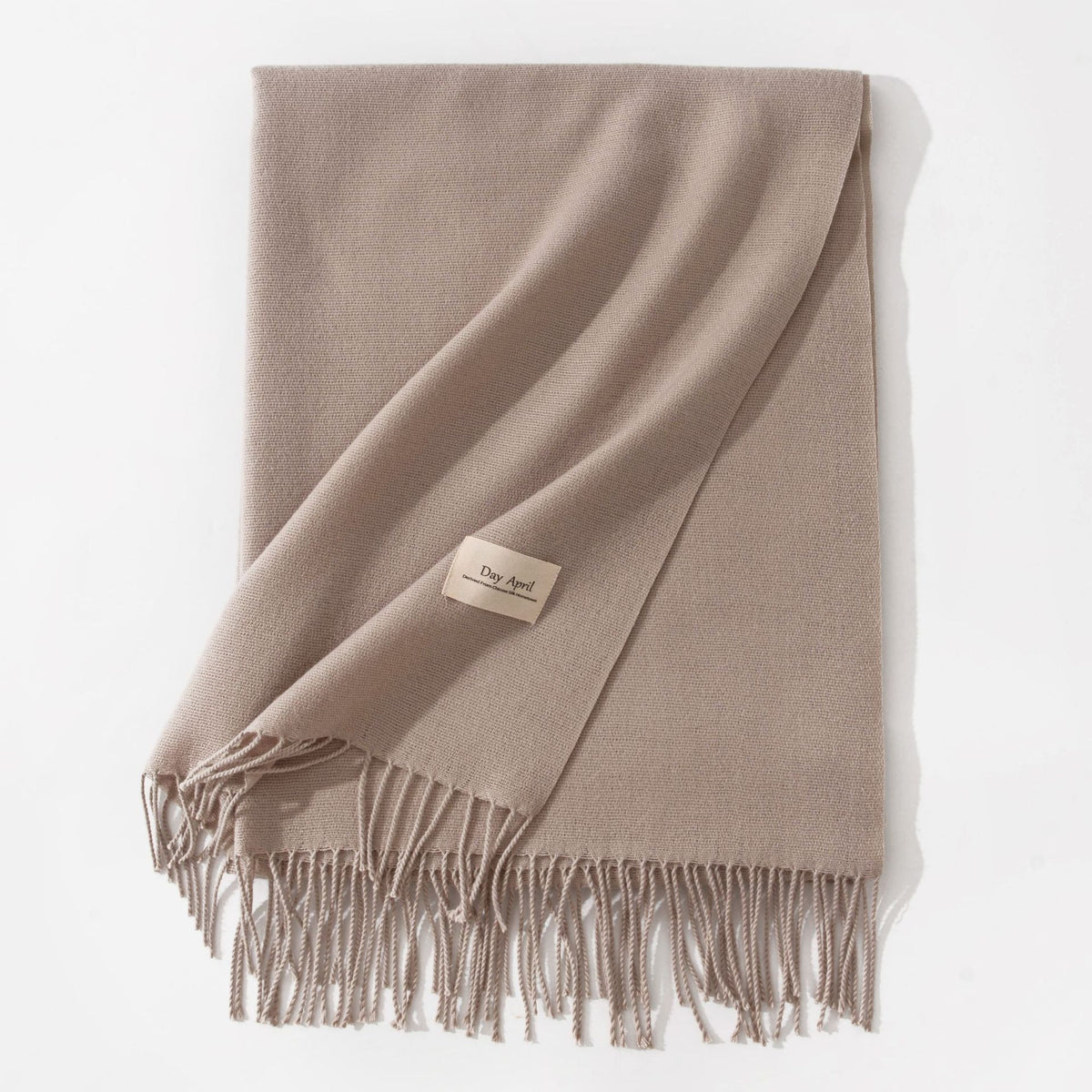 Oatmeal Autumn & Winter Korean-Style Women's Cashmere-Like Scarf – Solid Color, Warm, Versatile Wrap