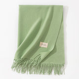 Green Autumn & Winter Korean-Style Women's Cashmere-Like Scarf – Solid Color, Warm, Versatile Wrap