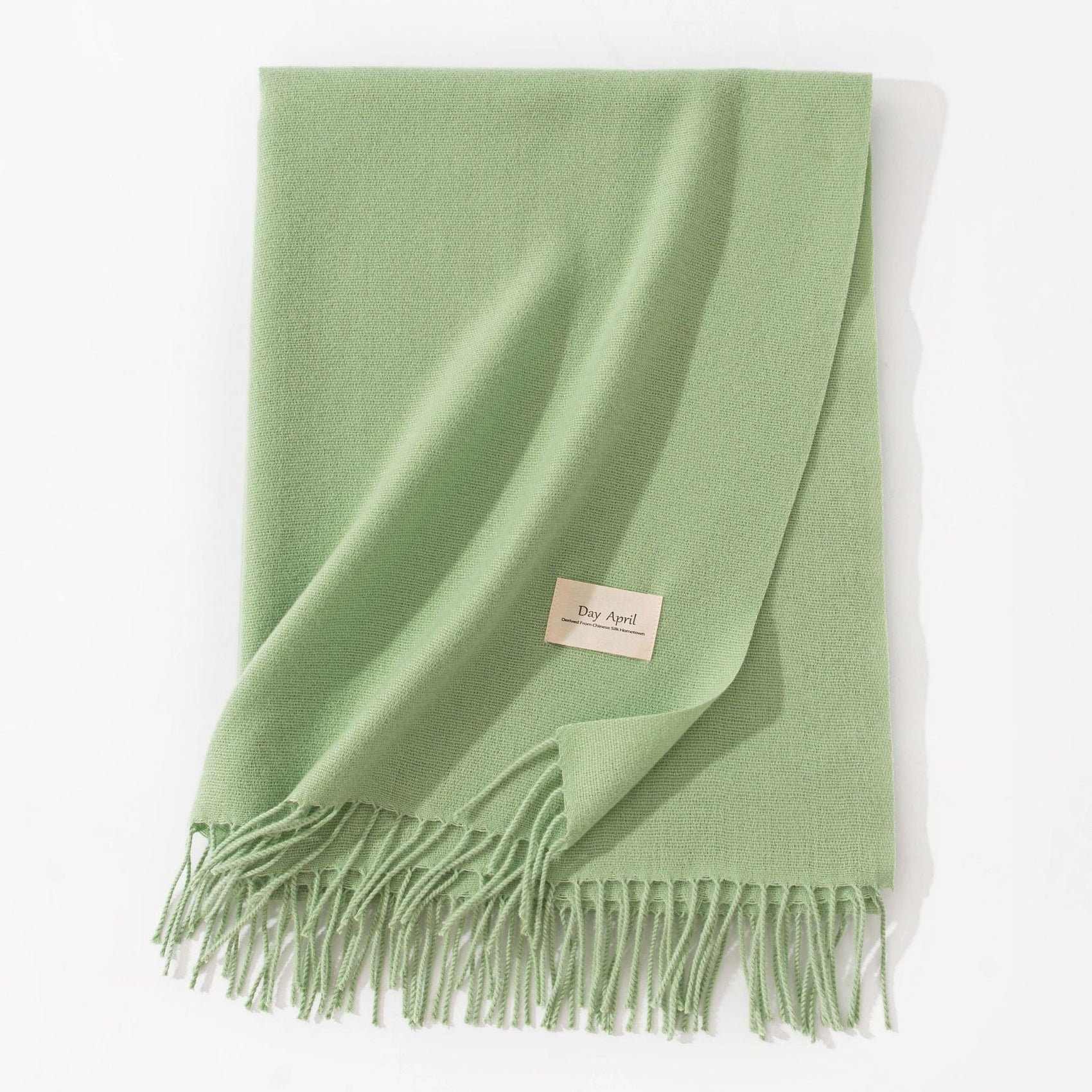 Green Autumn & Winter Korean-Style Women's Cashmere-Like Scarf – Solid Color, Warm, Versatile Wrap