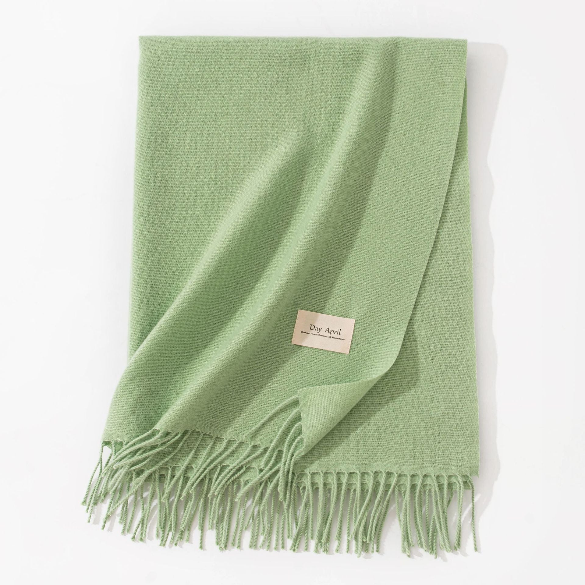 Green Autumn & Winter Korean-Style Women's Cashmere-Like Scarf – Solid Color, Warm, Versatile Wrap