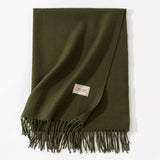 Dark Green Autumn & Winter Korean-Style Women's Cashmere-Like Scarf – Solid Color, Warm, Versatile Wrap