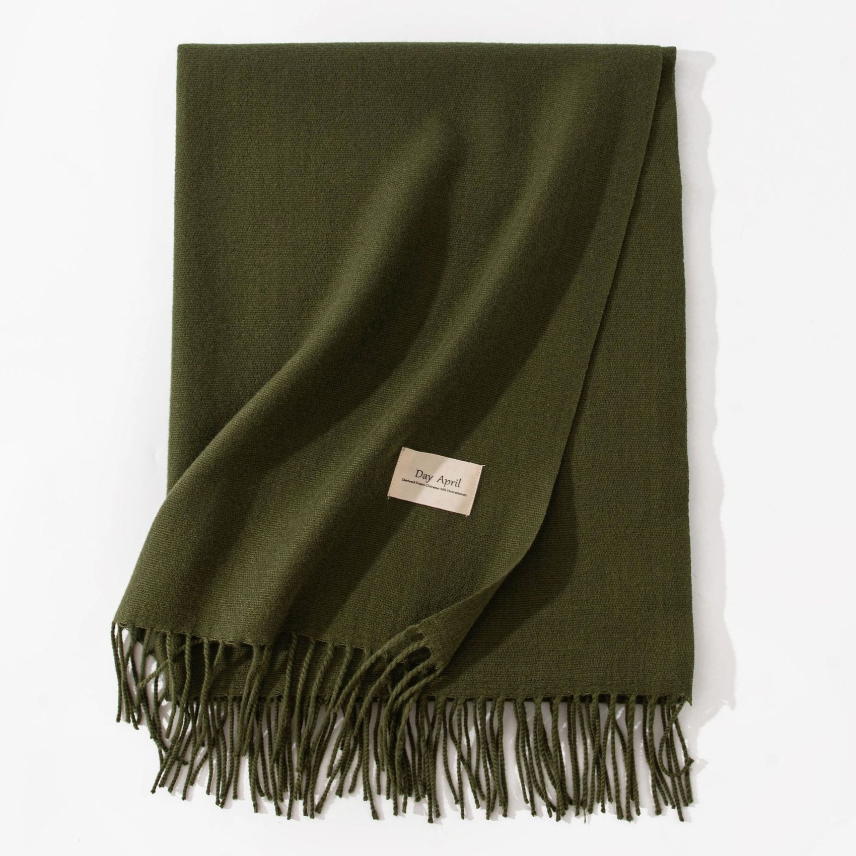 Dark Green Autumn & Winter Korean-Style Women's Cashmere-Like Scarf – Solid Color, Warm, Versatile Wrap