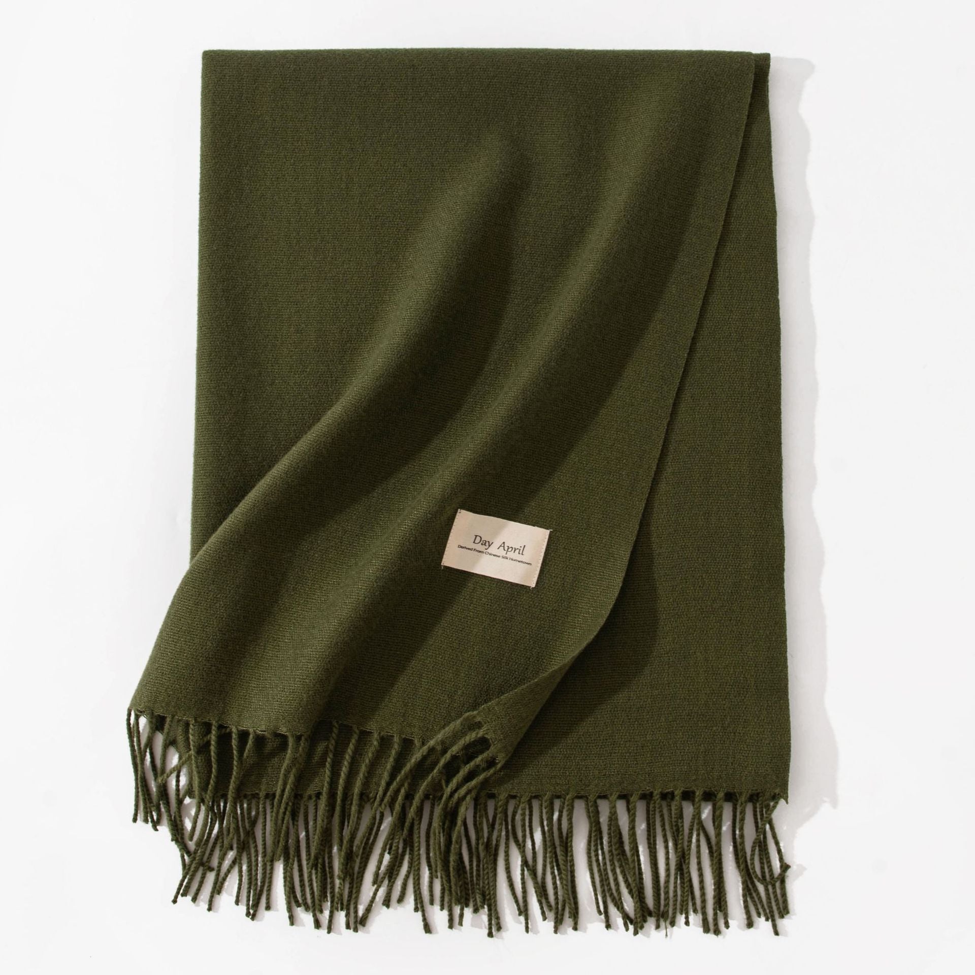 Dark Green Autumn & Winter Korean-Style Women's Cashmere-Like Scarf – Solid Color, Warm, Versatile Wrap