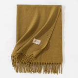 Dark Yellow Autumn & Winter Korean-Style Women's Cashmere-Like Scarf – Solid Color, Warm, Versatile Wrap