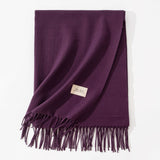 Dark Purple Autumn & Winter Korean-Style Women's Cashmere-Like Scarf – Solid Color, Warm, Versatile Wrap
