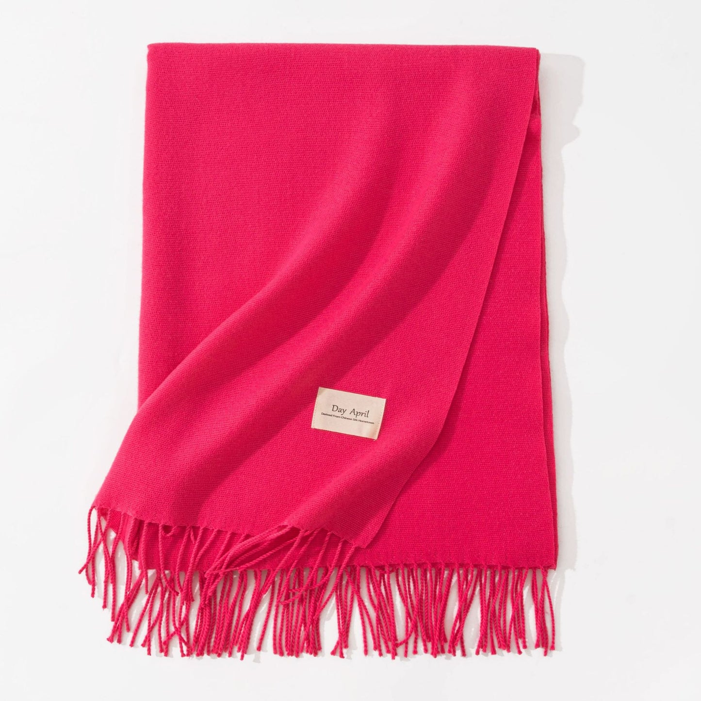 Rose Red Autumn & Winter Korean-Style Women's Cashmere-Like Scarf – Solid Color, Warm, Versatile Wrap