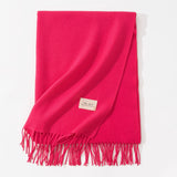 Rose Red Autumn & Winter Korean-Style Women's Cashmere-Like Scarf – Solid Color, Warm, Versatile Wrap