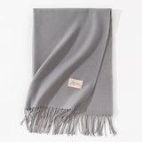 Grey Autumn & Winter Korean-Style Women's Cashmere-Like Scarf – Solid Color, Warm, Versatile Wrap