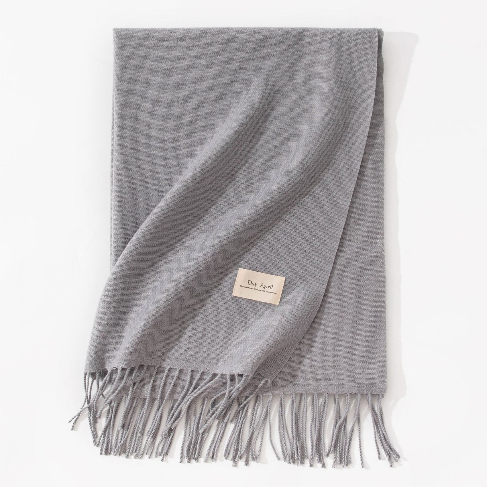 Grey Autumn & Winter Korean-Style Women's Cashmere-Like Scarf – Solid Color, Warm, Versatile Wrap